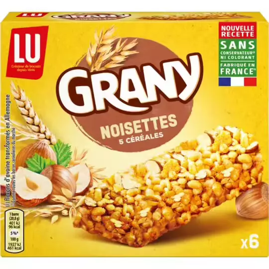 GRANY Envie de Nuts barres de céréales enrobées de chocolat