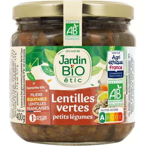 Jardin Bio Organic lentils cooked with vegetables 400g