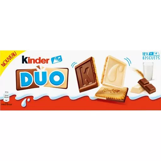 Kinder Duo Cookies topped with milk chocolate and white chocolate 12 cookies 150g