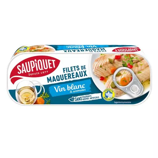 Saupiquet Mackerel fillets in white wine and herbs 176g