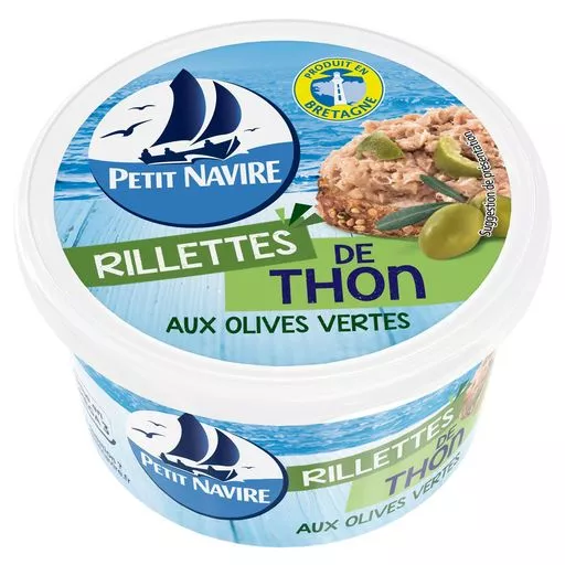 Petit Navire Potted Tuna (Rillettes) with green olives 125g