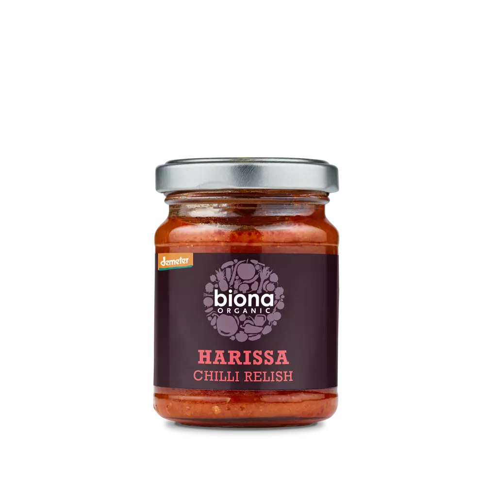 Biona Organic Harissa chilli relish sauce 125g