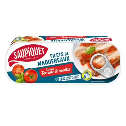 Saupiquet Mackerel fillets in tomato sauce and basil 169g