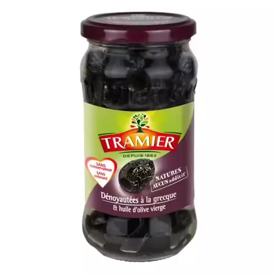 Tramier Greek black pitted olives 220g