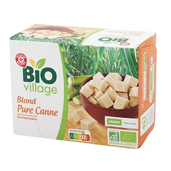 BIO Village Cane brown sugar in cube Organic 500g