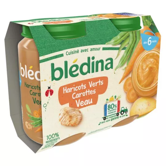 Bledina Green Beans, Carrots & Veal From 6 Months 2x200g