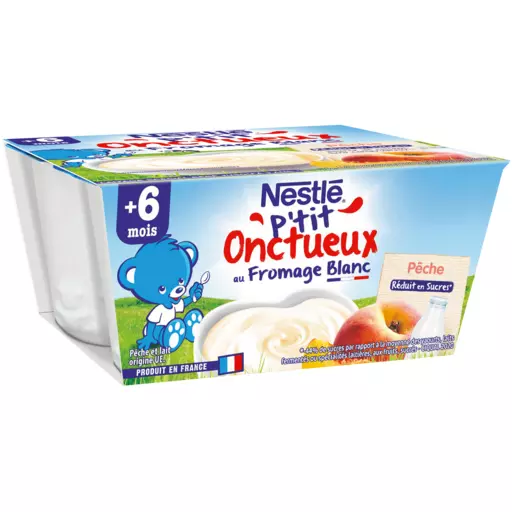 Nestle P'tit Onctueux Peach cottage cheese 4x100g from 6 months