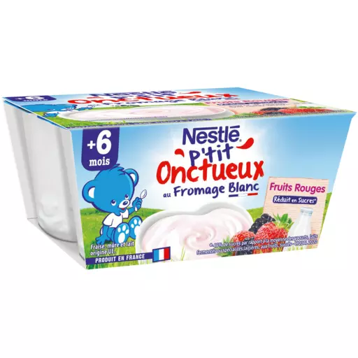 Nestle P'tit Onctueux Red Fruits cottage cheese 4x100g from 6 months