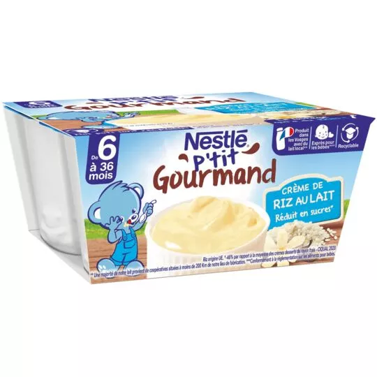 Nestle P'tit Gourmand milk rice 4x100g from 6 months