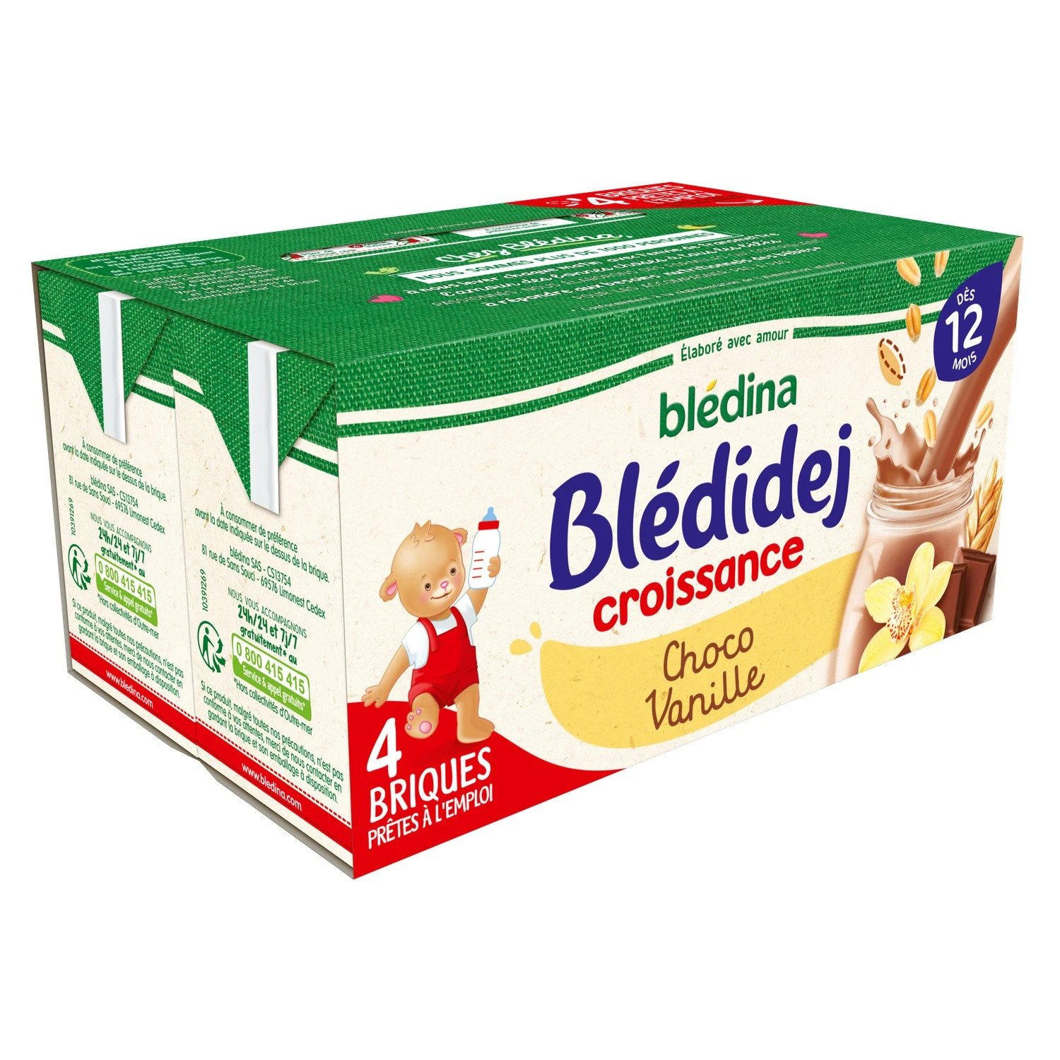 Bledina Bledidej Choco Vanilla flavor 4x250ml from 12 months
