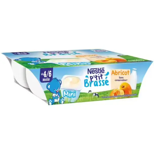 Nestle P'tit brassee Apricot yogurts 6x60g from 4 months