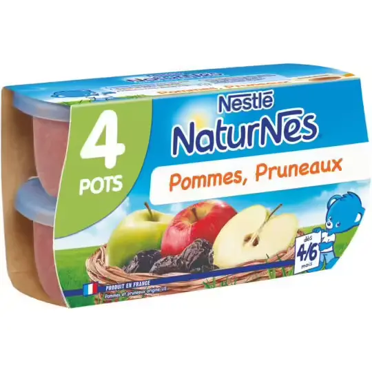 BLEDINA Petit pot dessert pommes pruneaux dès 4/6 mois 4x130g