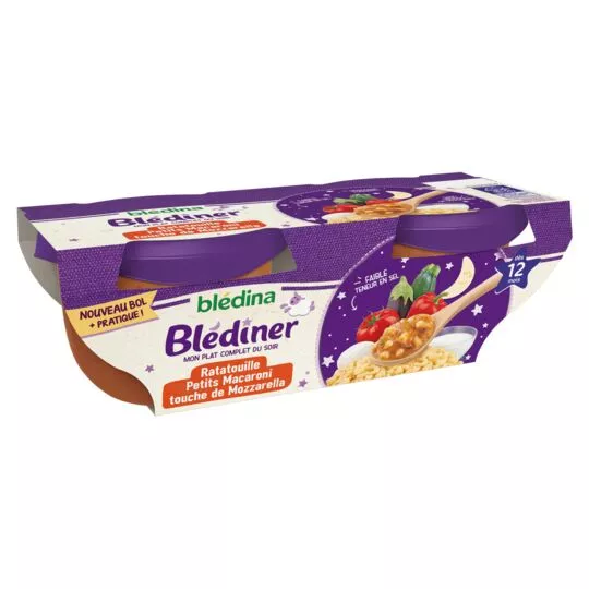 Bledina Blediner Ratatouille, Macaroni & Mozzarella 2x200g from 12 months