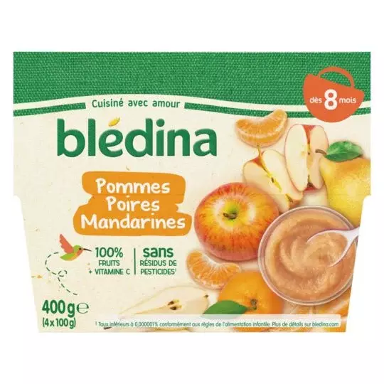 Bledina Bledi'Fruits Apple, Pear & Mandarine 4x100g from 8 months
