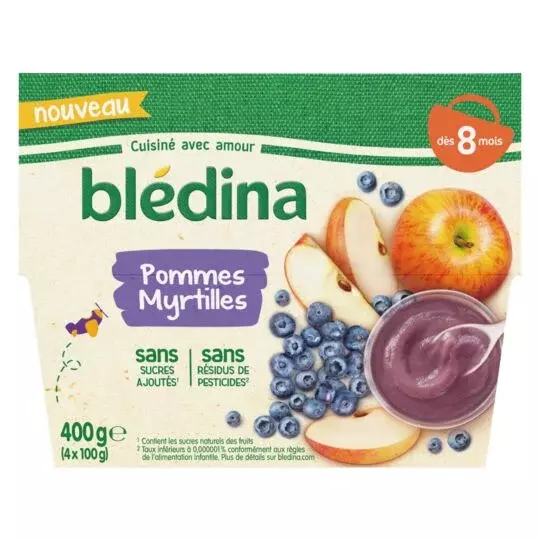 Bledina Blueberry & Apple Compote From 8 Months 4x100g