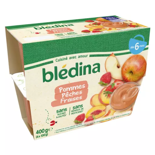 Bledina Bledi fruits Apples, Peaches & Strawberries from 6 months 4x100g