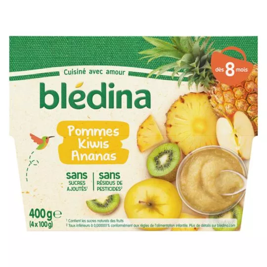 Bledina Apple, Kiwi & Pineapple Compote From 8 Months 4x100g