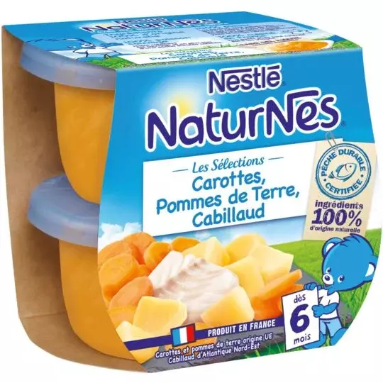 Nestle Naturnes Carrots, Potato & Cod pot 2x200g from 6 months