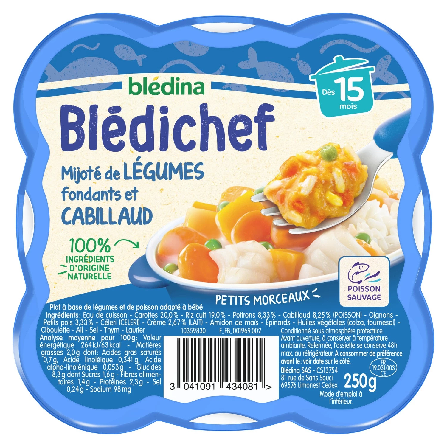 Bledina Bledichef Vegetable mijote, cod & cream from 15 months 250g