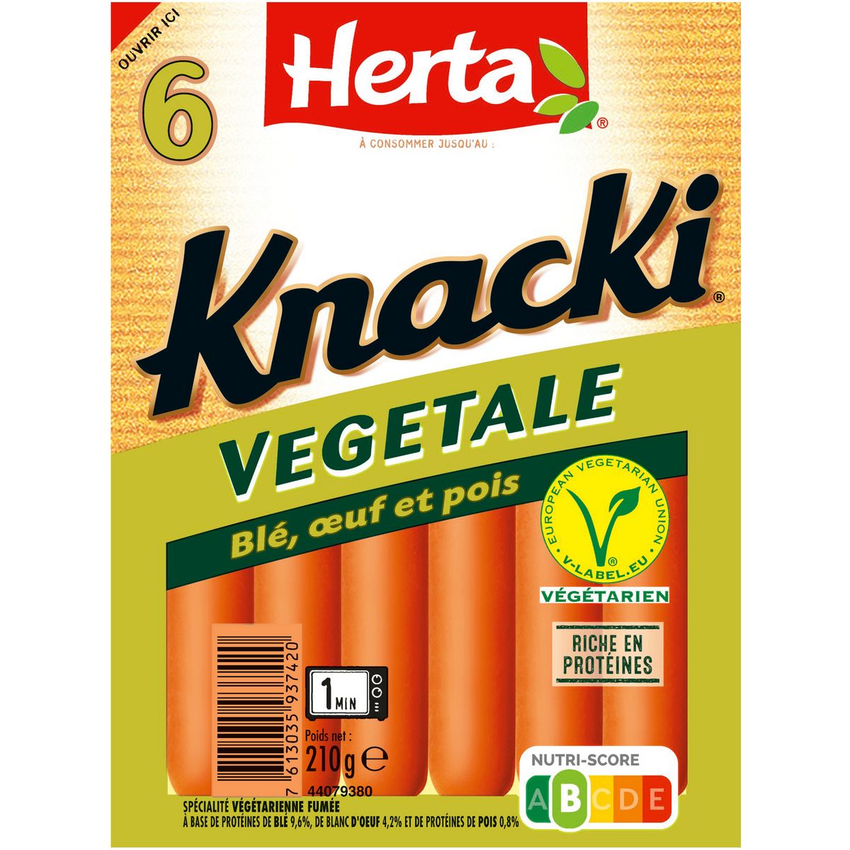Herta Knacki Vegetal (Wheat, eggs & Peas) x6 210g