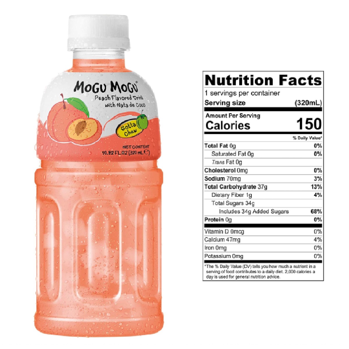 Mogu Mogu Peach Flavored Drink with Nata de Coco 320ml