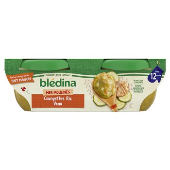Bledina Idees de Maman Courgettes, Rice & Veal 2x200g from 12 months