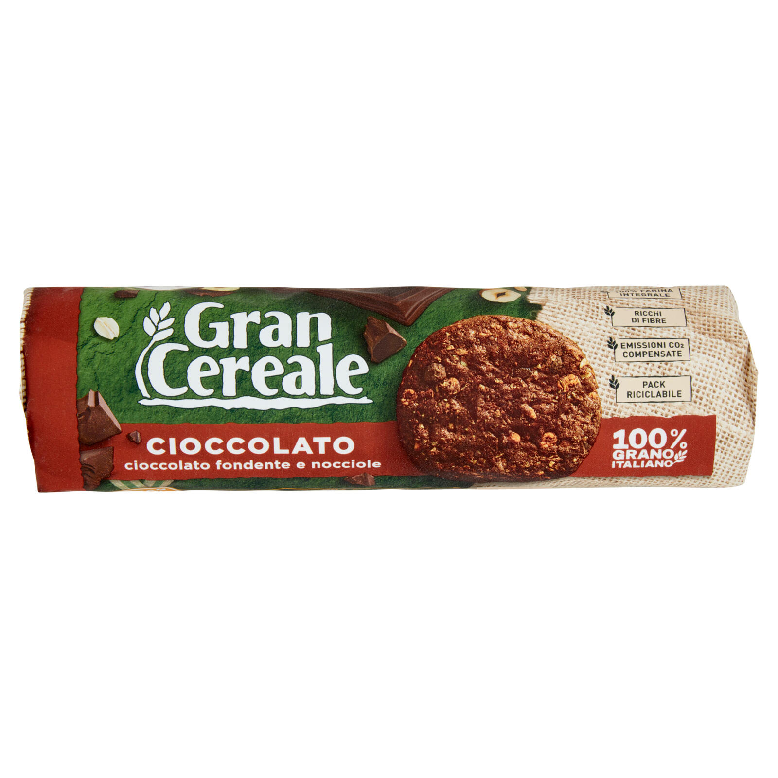 Gran Cereale Chocolate Cookies with Dark Chocolate and Hazelnuts Tube 230g