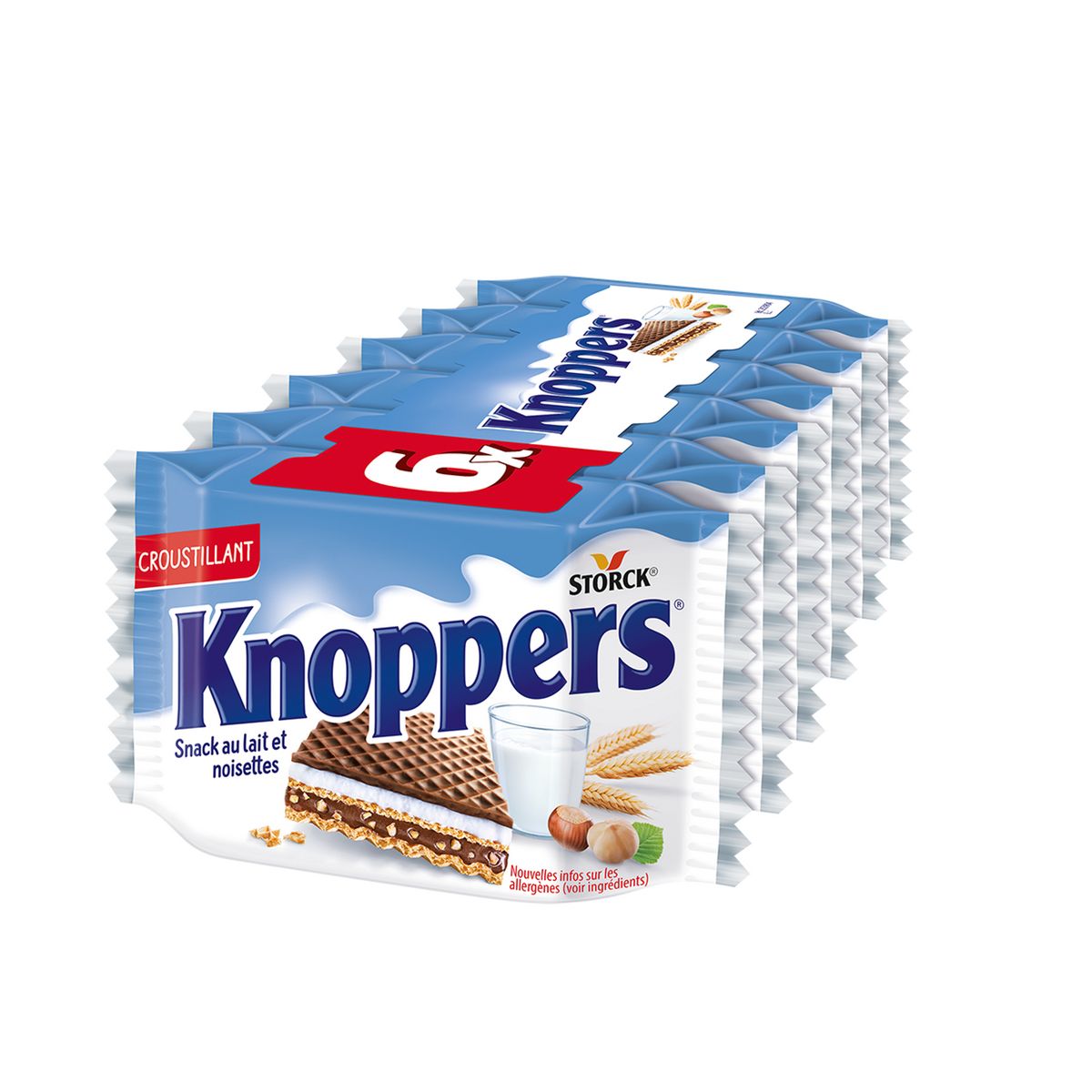 Knoppers Milk and Hazelnut Filled Wafer 6x25g