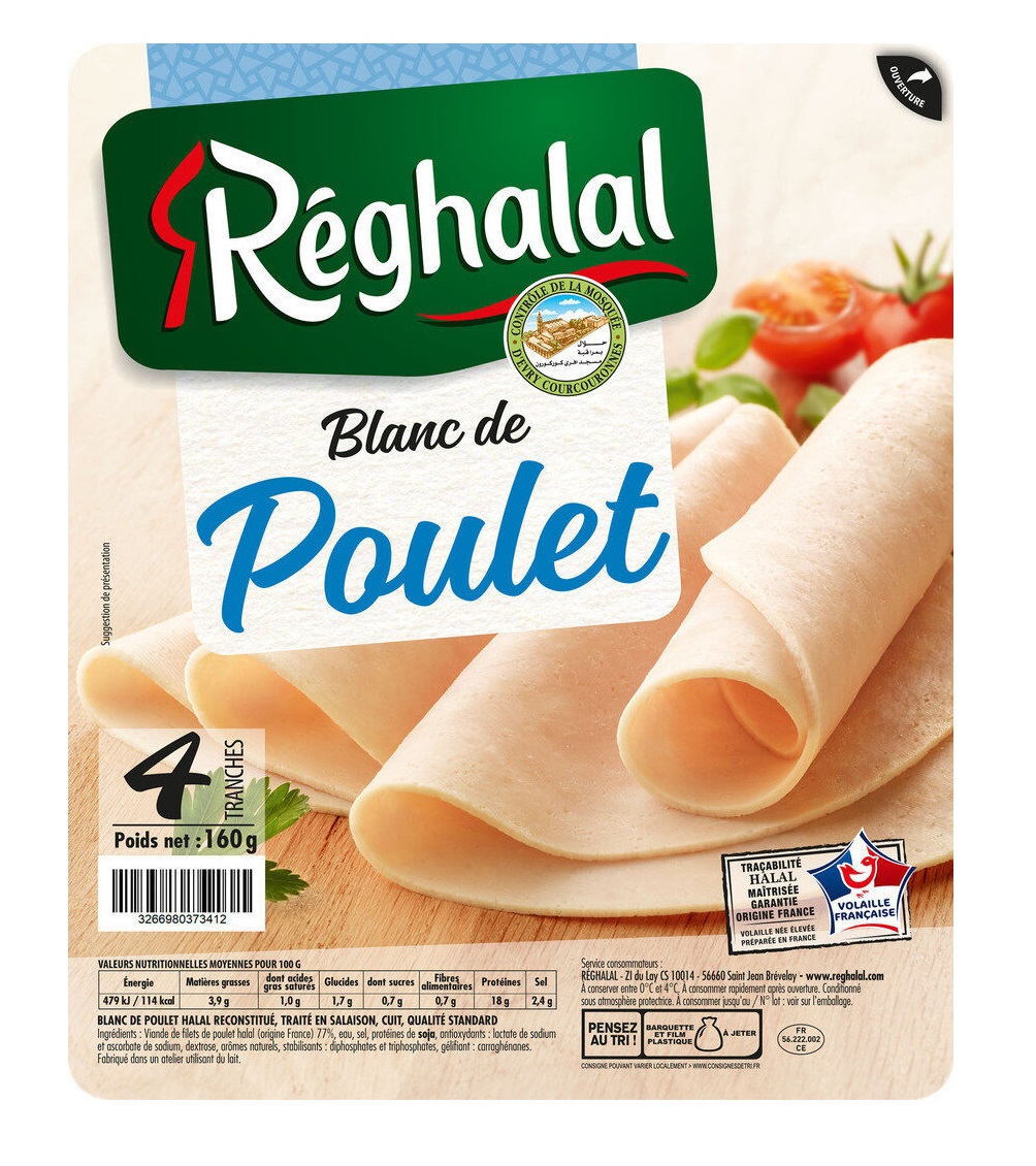 Reghalal Halal Sliced Chicken Breast 4 Slices 160g