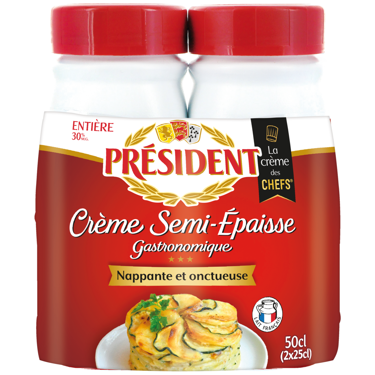 President Gourmet Semi-thick Whole Cream 30%MG 2x25cl