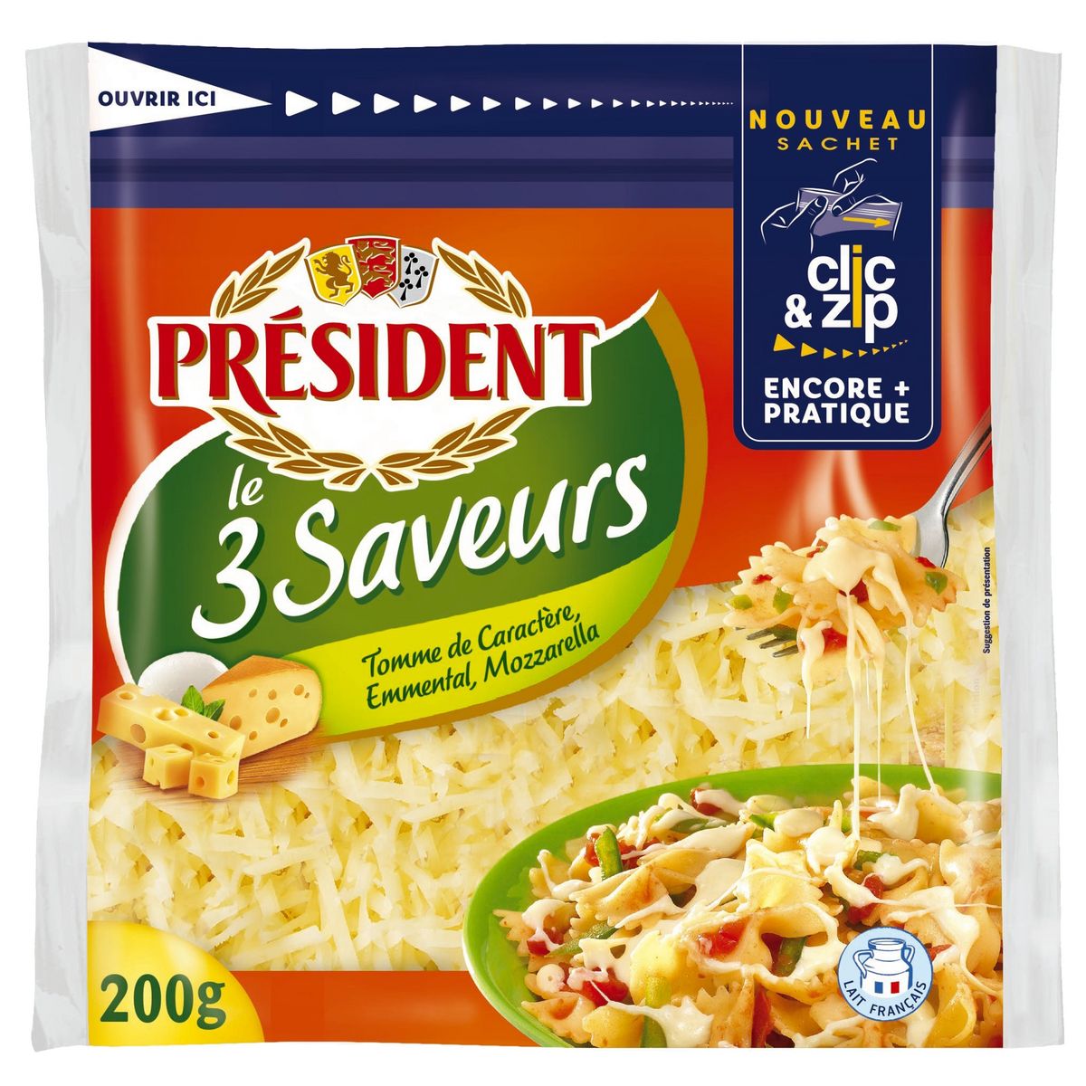 President Grated 3 cheeses 200g