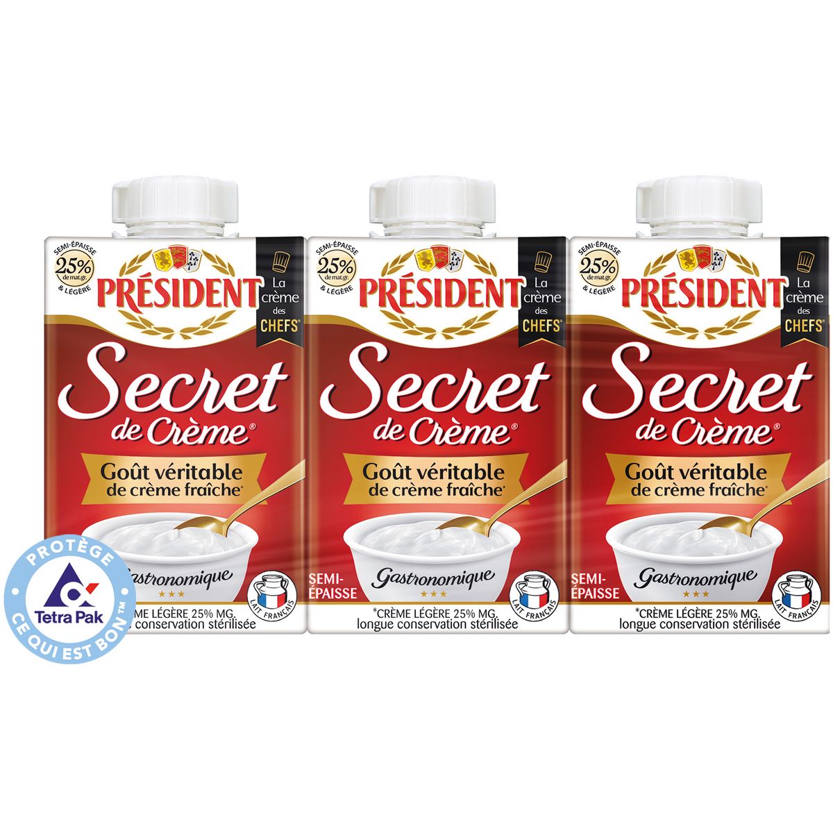 President Secret Light Semi-thick Cream 25% 3x20cl