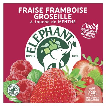 Elephant Strawberry, Raspberry & Redcurrant with a touch of mint x 20 sachets 40g