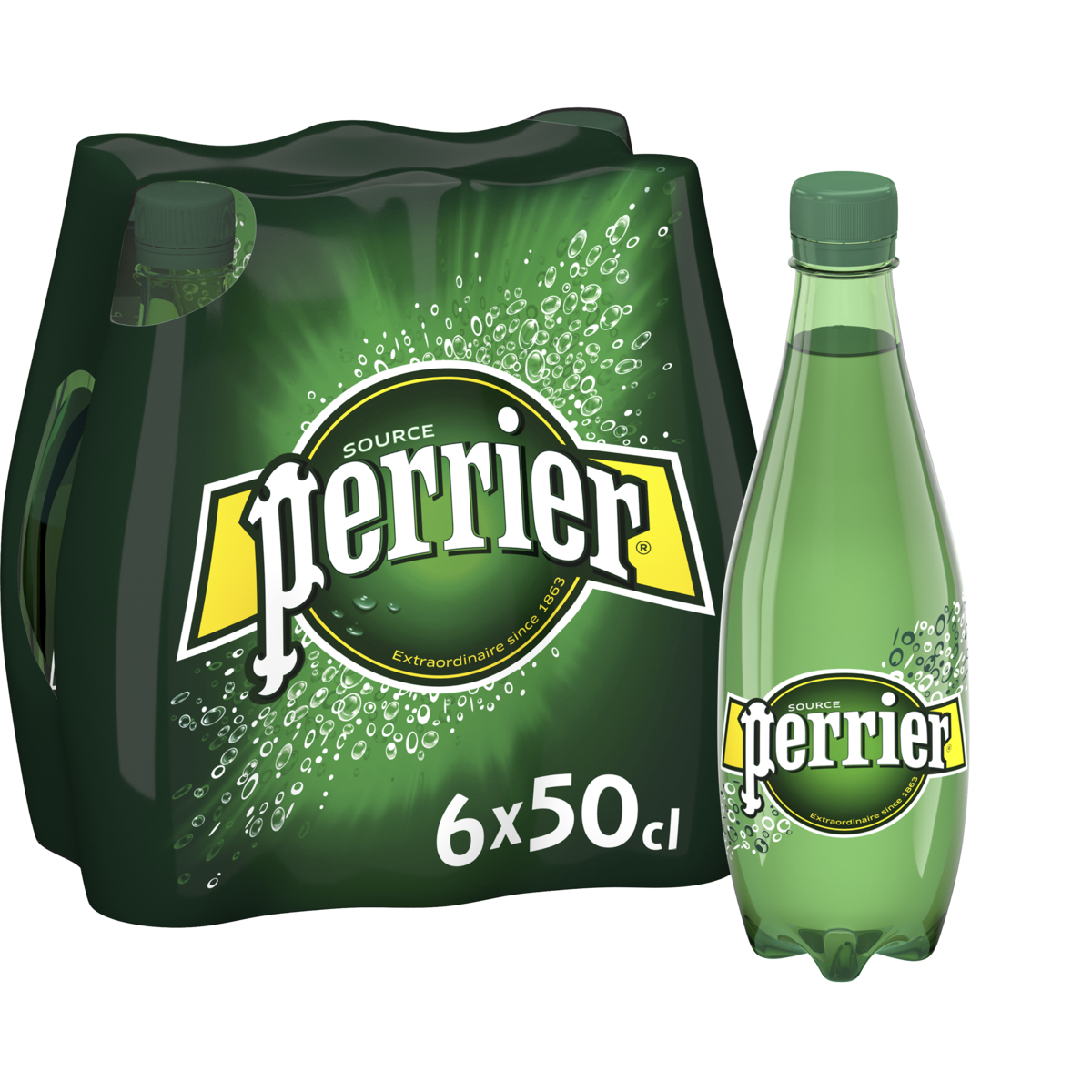 Perrier sparkling mineral water plastic bottle 6x50cl