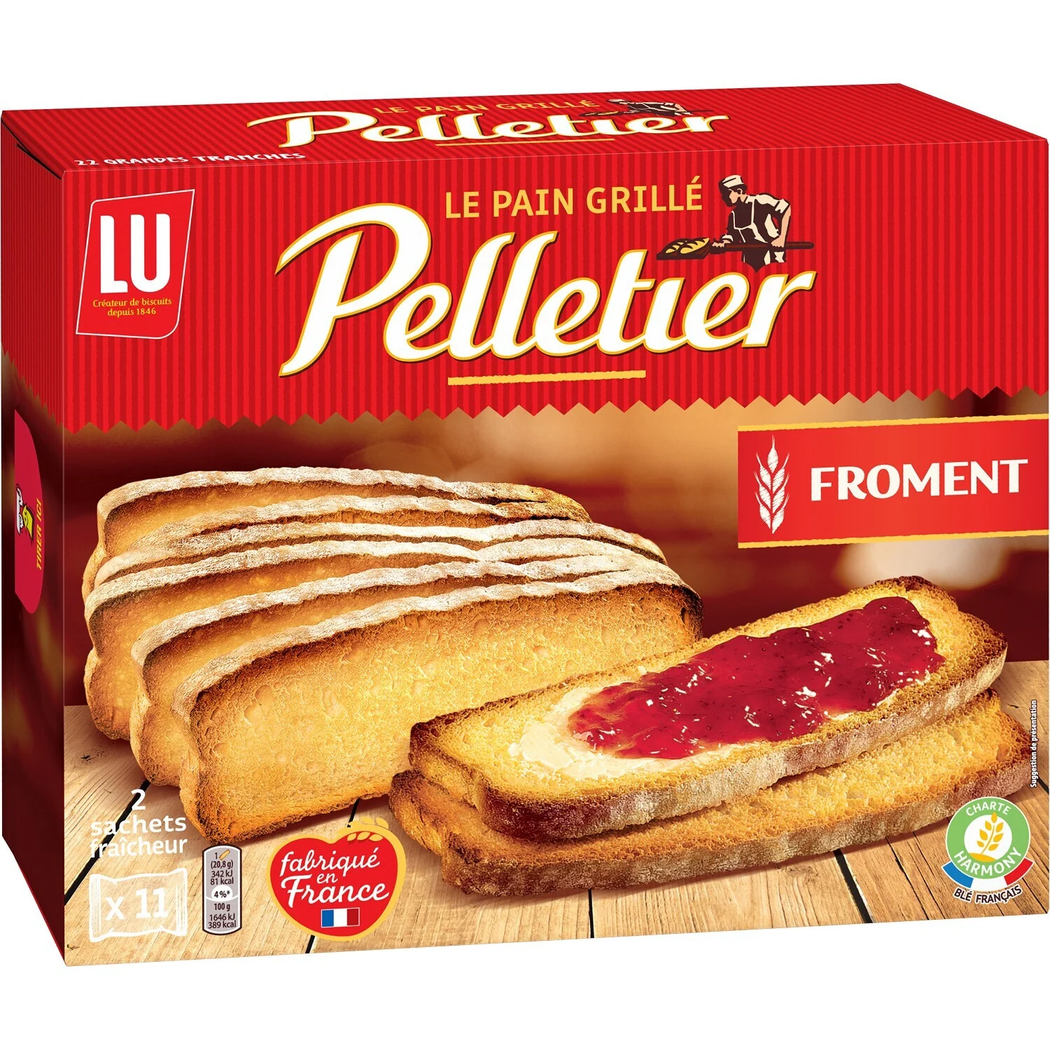 LU Pelletier wheat flour toast x 22 455g