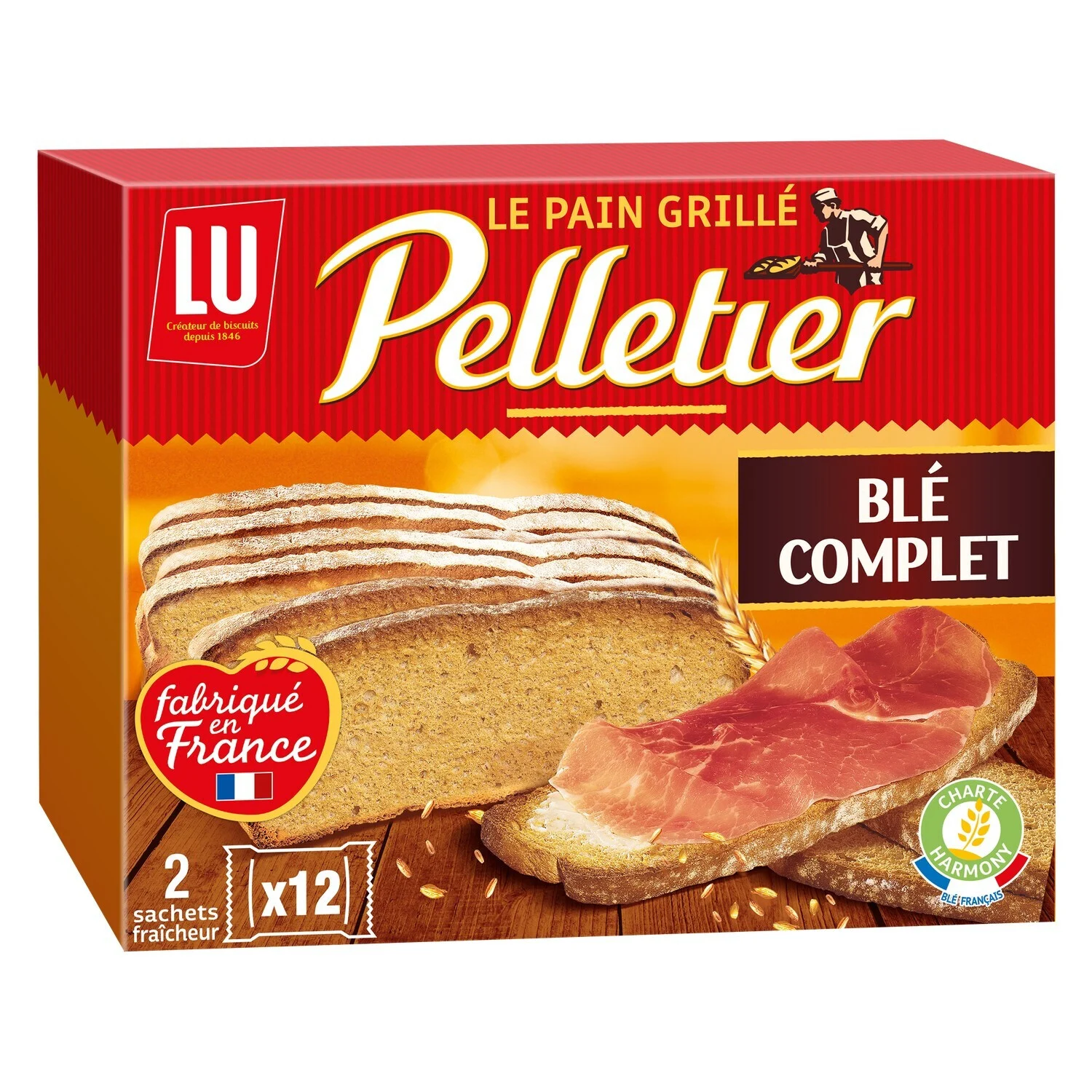 LU Pelletier whole wheat toast bread x 24 500g