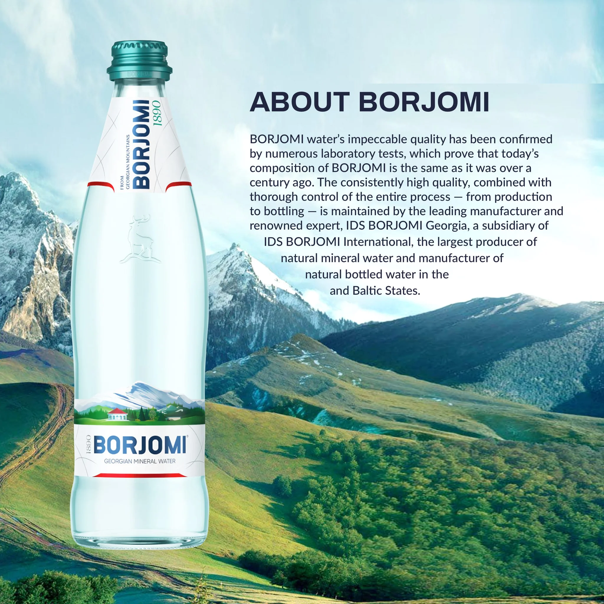 Borjomi - Sparkling Mineral Water in a Glass Bottle 500ml