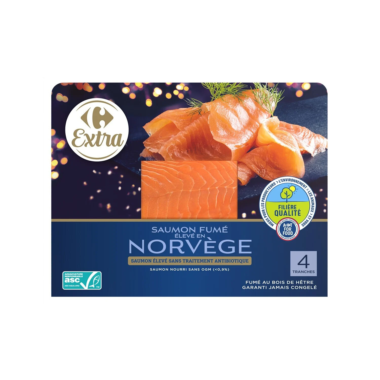 Carrefour or Auchan Smoked Salmon from Norway x4 slices 140g