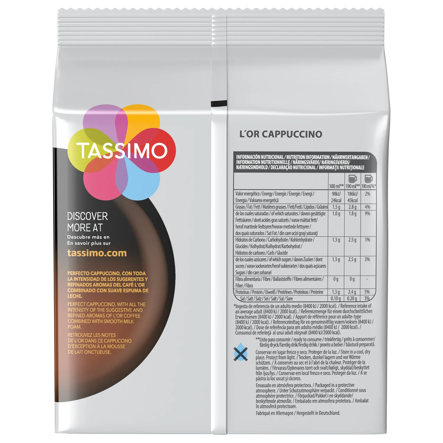 Tassimo L'Or Cappucino pads x8 + 8 milk 128g