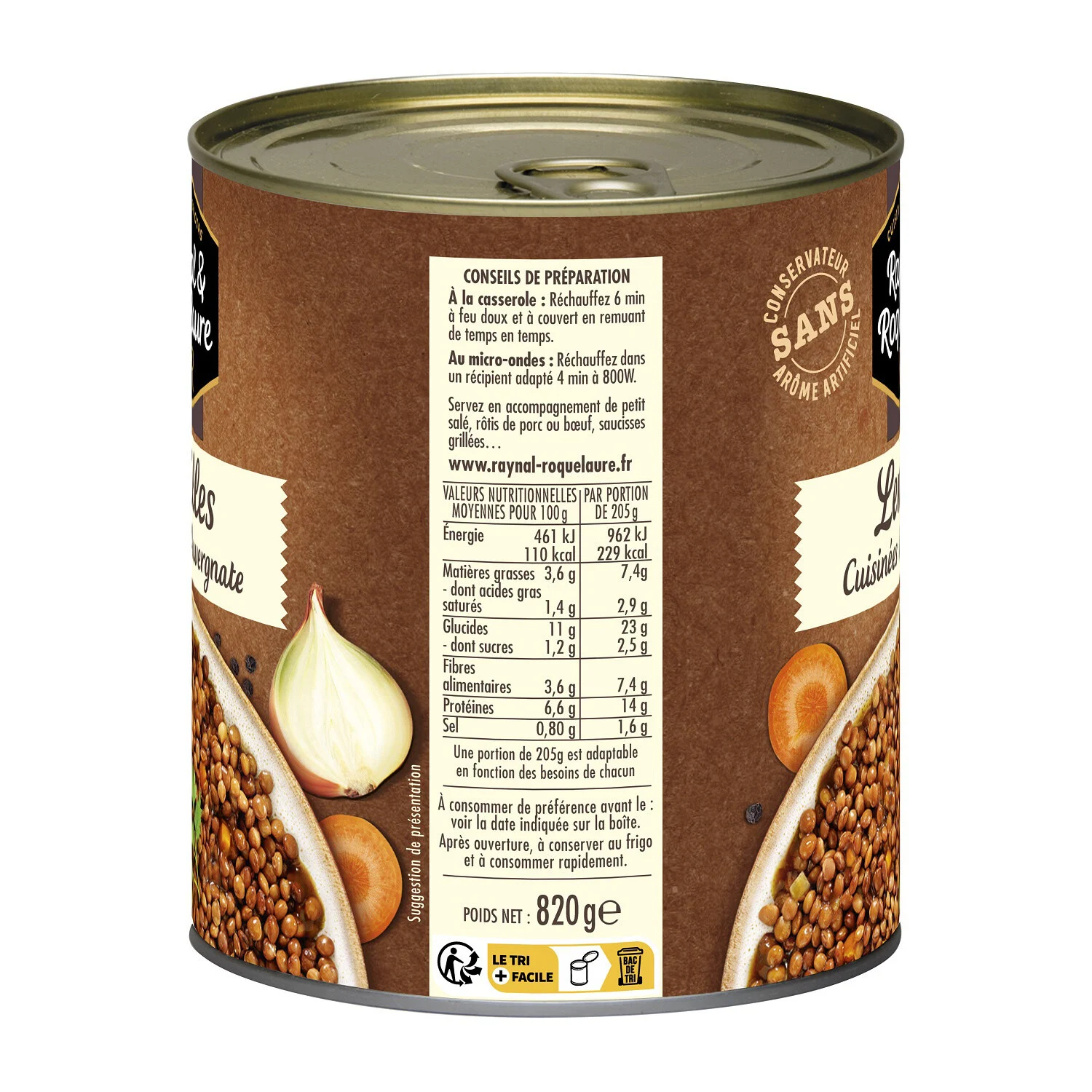 Raynal & Roquelaure Lentils a l'Auvergnate 820g
