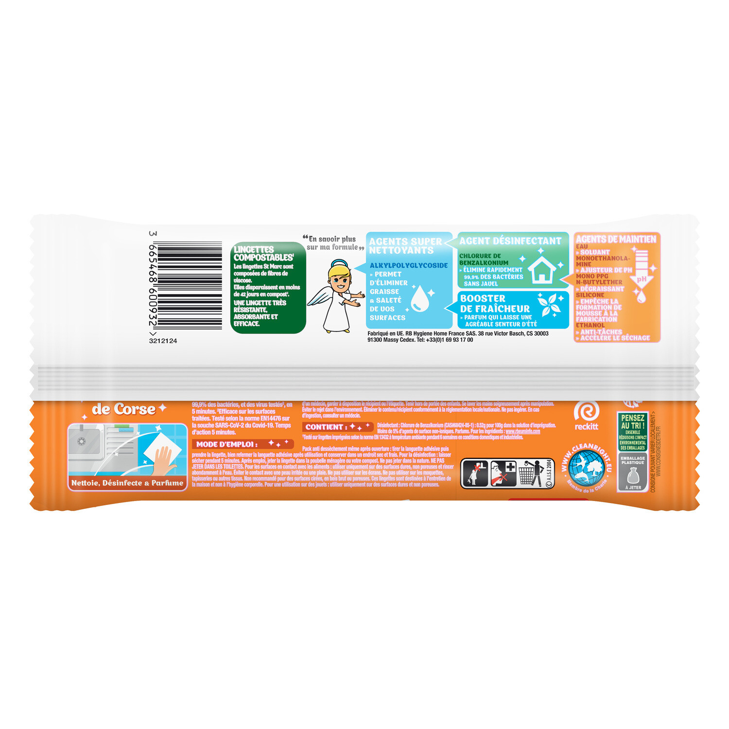 St Marc Wipes antibacterial x30 Corsica's Sunshine