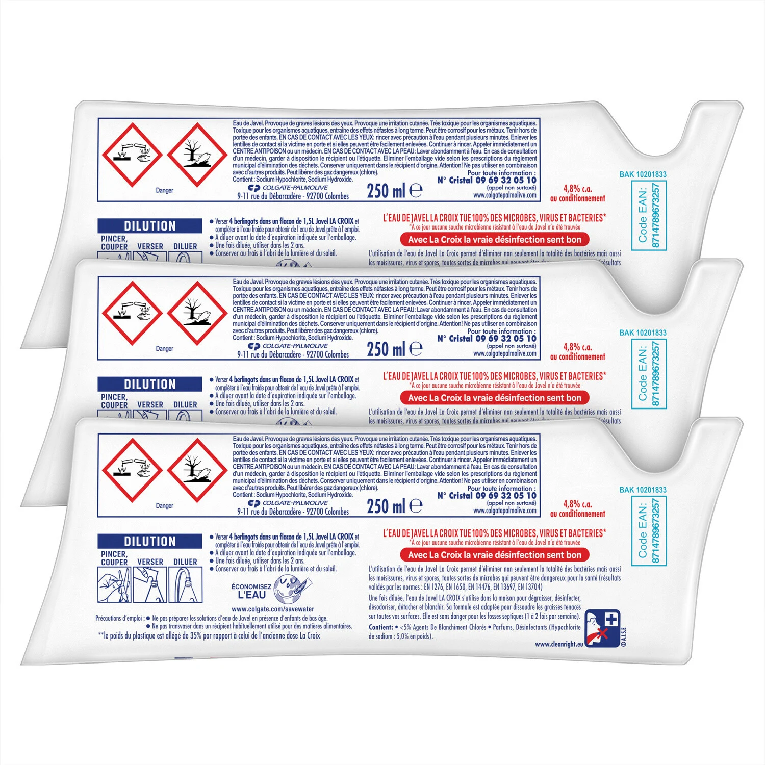 La Croix Bleach refill 3x250ml Eucalyptus forest