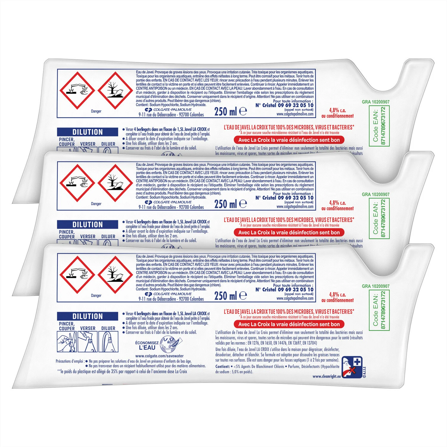 La Croix Bleach refill 3x250ml Fresh Tonic