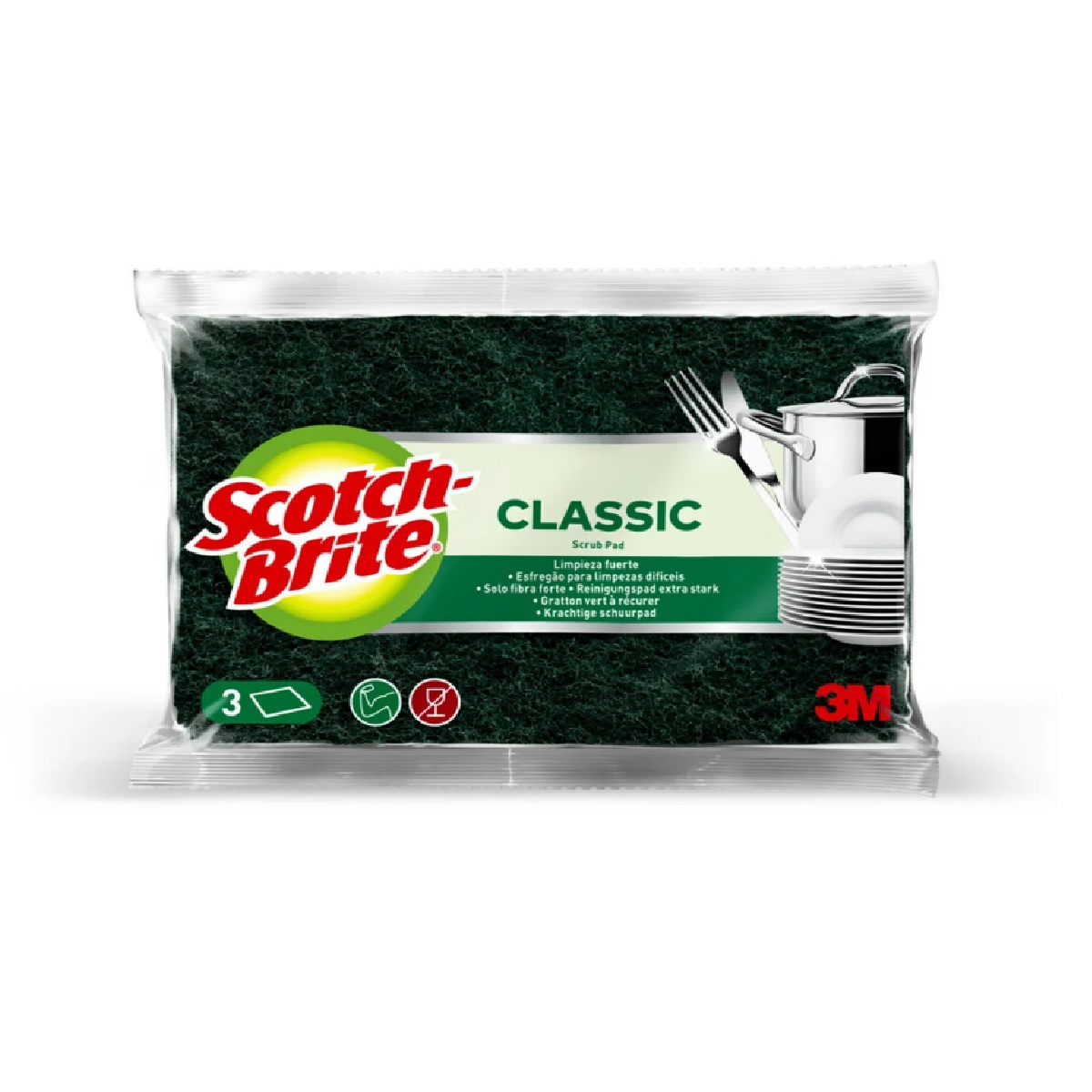 Scotch Brite Green scourers x3