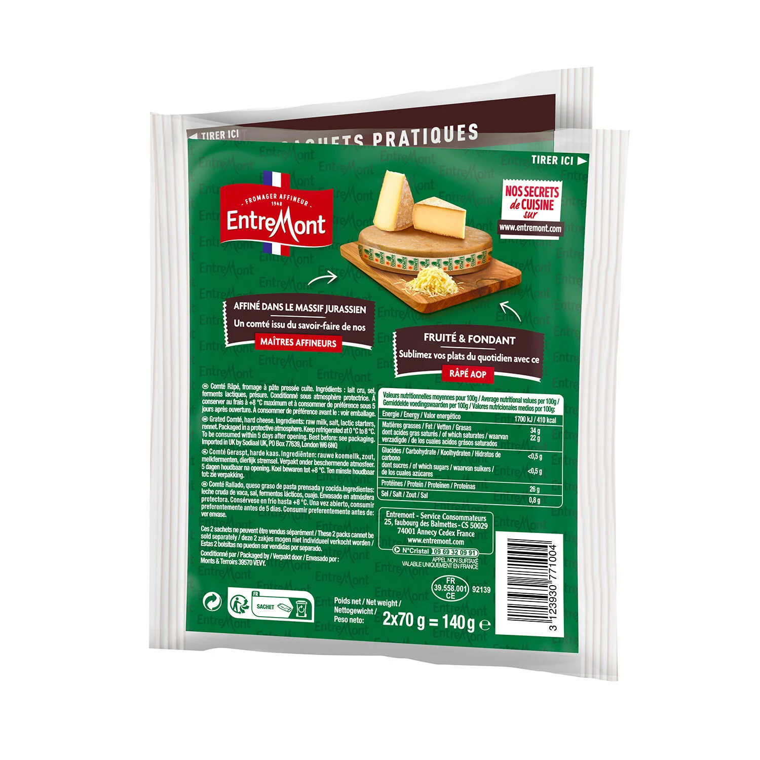 Entremont Grated Comte cheese 2x70g