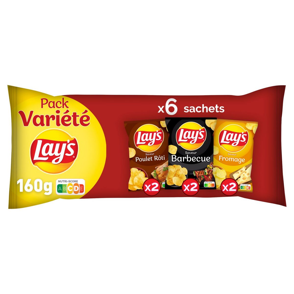 Lays Chips barbecue roast chicken and cheese multipack 6x25g