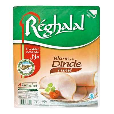 Reghalal Halal smoked turkey breast 4 slices 120g