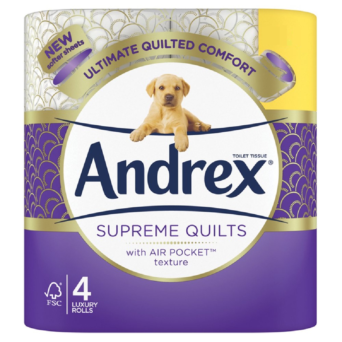 Andrex Supreme Quilts, Quilted Toilet Roll, 4 Rolls