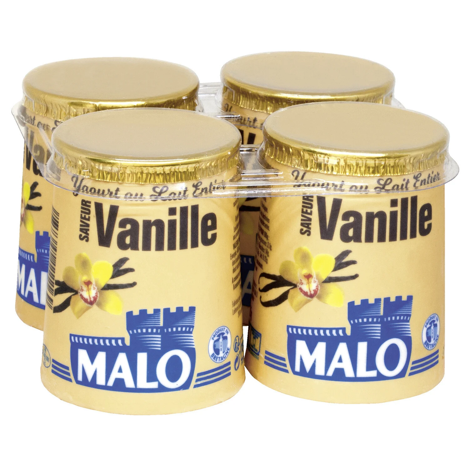 Malo whole milk vanilla yogurt 4x125g