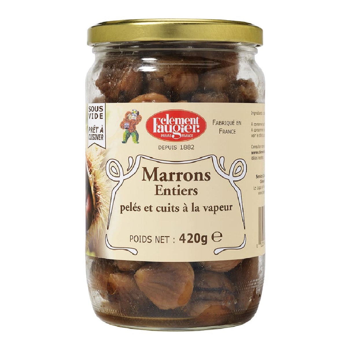 Clement Faugier Whole chestnuts in brine glass jar 420g